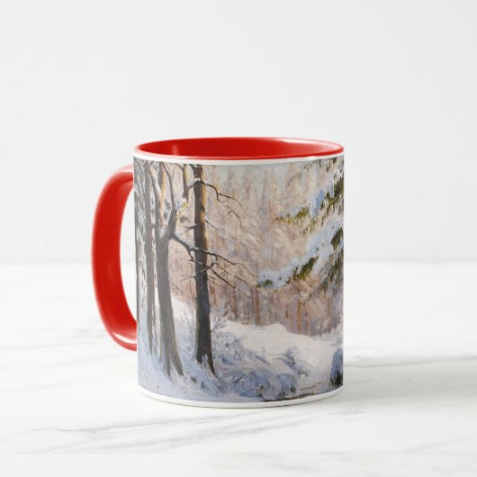 Mug Forêt en hiver, peinture d'art, (Devant gauche)