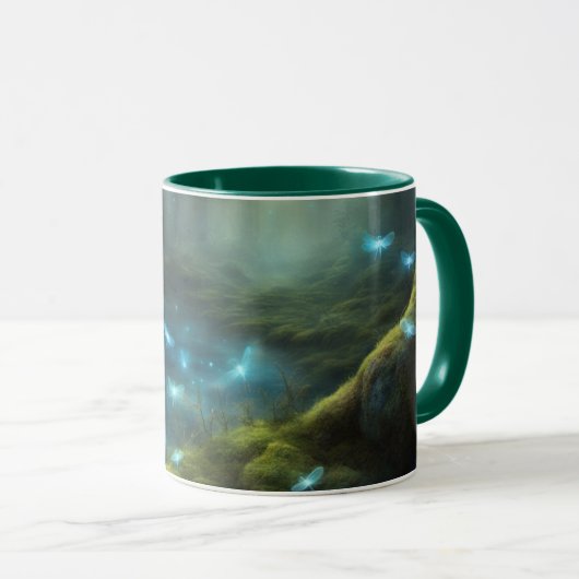 Mug Forêt enchantée couverte de mousse avec des libell (Devant droit)