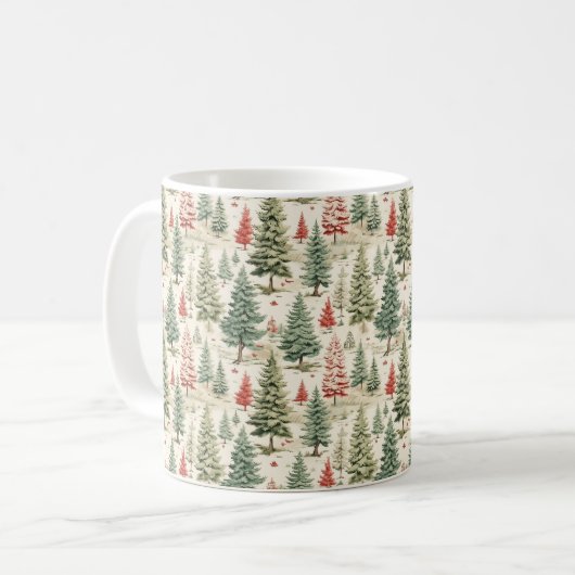 Mug Forêt enchantée : Une forêt d'arbres de Noël (Devant gauche)