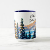 Mug Forêt enneigée de pins de Yellowstone, esthétique (Centre)