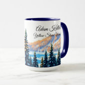 Mug Forêt enneigée de pins de Yellowstone, esthétique (Devant droit)