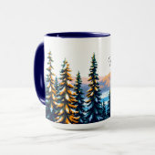 Mug Forêt enneigée de pins de Yellowstone, esthétique (Devant gauche)