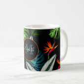 Mug Forêt jungle feuillage vert feuille noir (Devant droit)