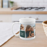 Mug Forêt | Monogramme Grille Collage photo<br><div class="desc">Ce simple design personnalisé de tasse photo met 6 de vos snaps favoris avant et centre, avec un monogramme initial unique de chaque côté. Customisez avec six photos carrés d'amis, d'enfants, de petits-enfants, d'animaux de compagnie ou de vos endroits préférés, avec votre initiale en lettres blanches sur un carré taupe...</div>