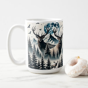 Mug Forêt mystique de montagne au clair de lune avec u