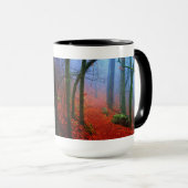 Mug Forêt peinte Automne Brouillard bleu (Devant droit)