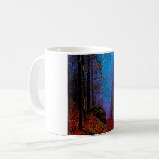Mug Forêt peinte automne pourpre brouillard (Devant gauche)