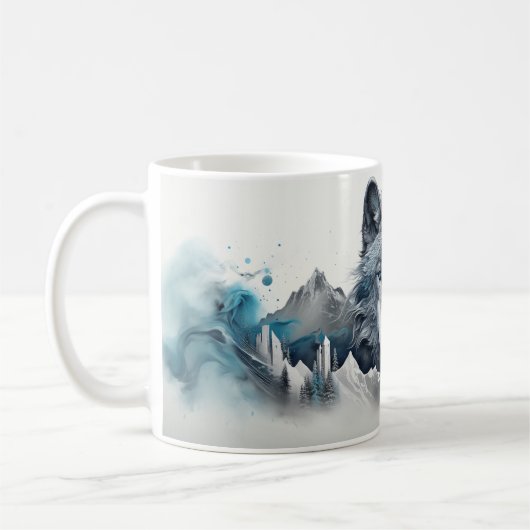 Mug Forêt Puissante de Wolf Rêve Silvery (Gauche)