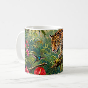 Mug Forêt tropicale Jaguar Colibris Papillons Fleurs