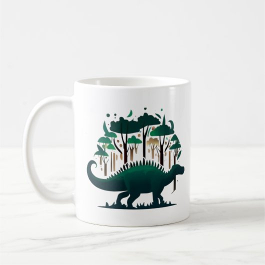Mug Forêt unique de Stegosaurus Dinosaur Vert (Gauche)