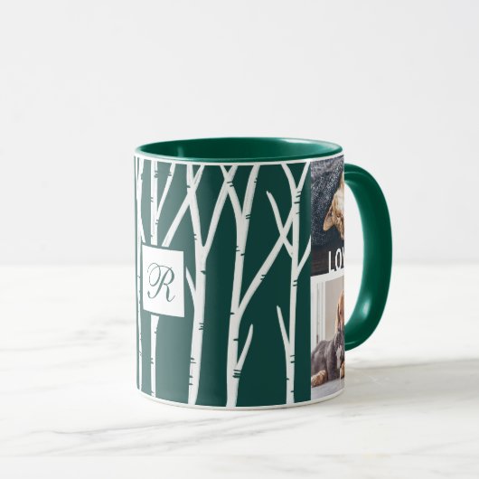 Mug Forêt vert Birch Tree Love & Joy Multiphoto (Devant droit)