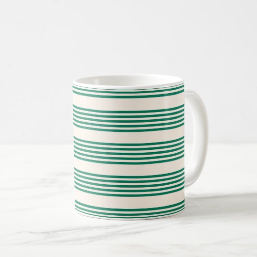 Mug Forêt vert et beige cinq bandes motif (Devant droit)