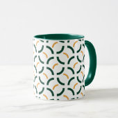 Mug Forêt verte et arcs moutarde géométriques minimali (Devant droit)