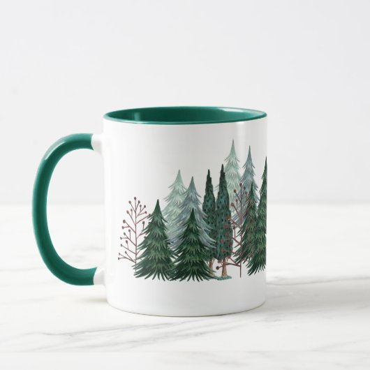 Mug Forêt verte pins nature Noël (Gauche)