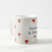Mug Forever & Always" Minimalist Red Heart Pattern - C (Devant gauche)