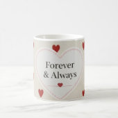 Mug Forever & Always" Minimalist Red Heart Pattern - C (Centre)