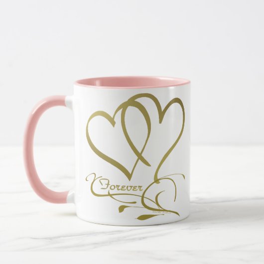 Mug Forever Hearts Gold sur blanc (Gauche)