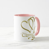 Mug Forever Hearts Gold sur blanc (Devant droit)