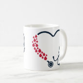 Mug Forme cardiaque stéthoscope (Devant droit)