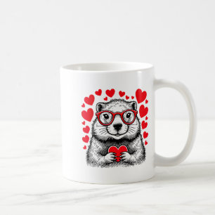 Mug Forme de cœur rouge de la marmotte Saint-Valentin