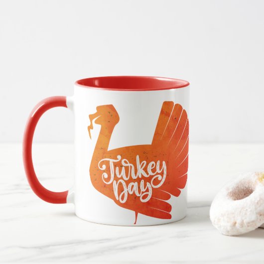 Mug Forme de dinde mignonne pourpre avec la typographi (Avec donut)