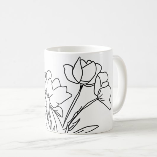Mug Forme de fleur noire et blanche (Devant droit)