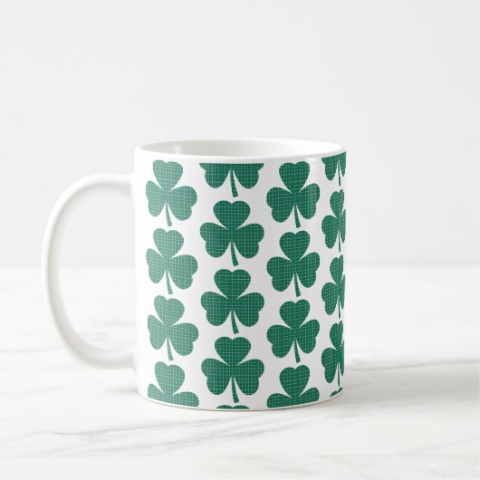 Mug Forme de trèfle à carreaux vert classique (Gauche)