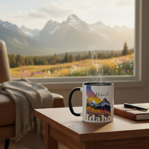 Mug Forme d'Idaho avec montagne et fleur sauvage