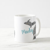 Mug Forme Michigan Avec Nom & Gris Blue Poppy Floral (Devant droit)