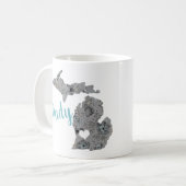 Mug Forme Michigan Avec Nom & Gris Blue Poppy Floral (Devant gauche)