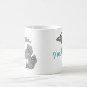 Mug Forme Michigan Avec Nom & Gris Blue Poppy Floral (Centre)
