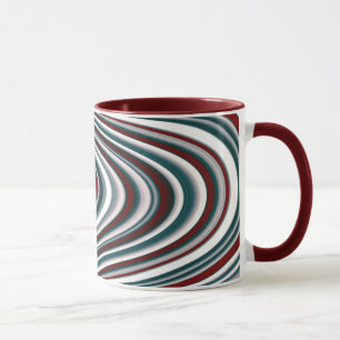 Mug Formes Abstraites de Courbe Rouge Marron et Bleu T