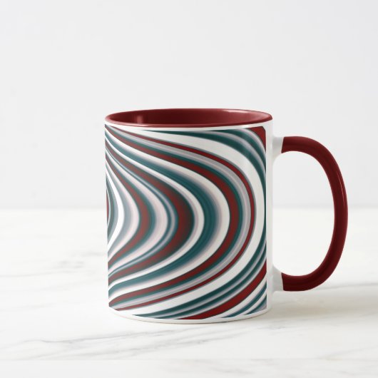 Mug Formes Abstraites de Courbe Rouge Marron et Bleu T (Droite)