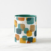 Mug Formes abstraites sarcelle et ocre de style modern (Centre)