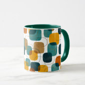 Mug Formes abstraites sarcelle et ocre de style modern (Devant droit)