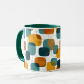 Mug Formes abstraites sarcelle et ocre de style modern (Devant gauche)