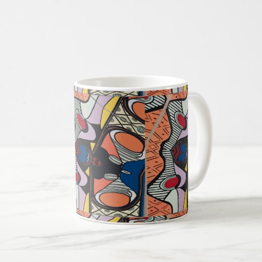 Mug Formes Abstraites, style Matisse, ajouter du texte (Devant droit)