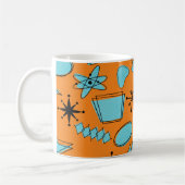 Mug Formes atomiques MCM Turquoise sur orange (Gauche)
