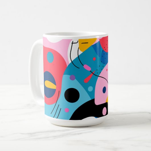 Mug Formes blanches colorées géométriques modernes (Devant gauche)