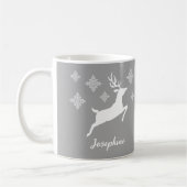 Mug Formes de cerf blanc sur fond gris avec flocons de (Gauche)