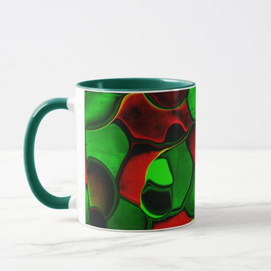 Mug Formes déformées et étranges, couleurs rouge et ve (Gauche)