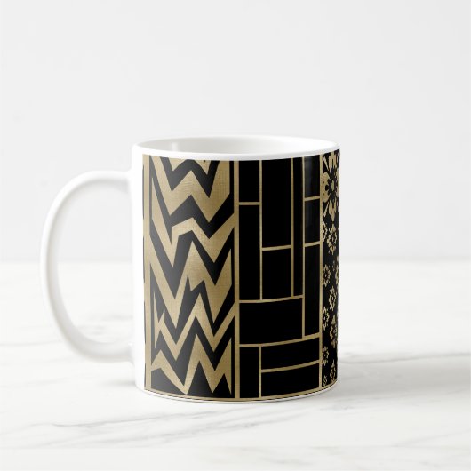 Mug Formes et Fleurs Tangle en noir et or (Gauche)