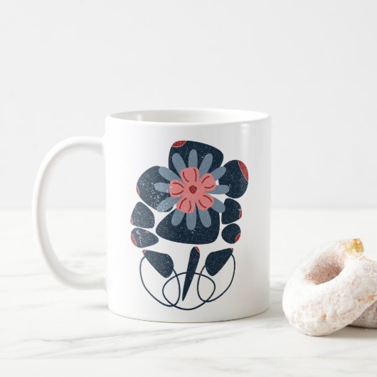 Mug formes géométriques avec fleur colorée (Avec donut)