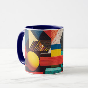 Mug Formes géométriques colorées sur fond rouge