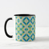 Mug Formes géométriques d'abstraction bleu vert blanc (Gauche)