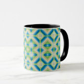Mug Formes géométriques d'abstraction bleu vert blanc (Devant droit)