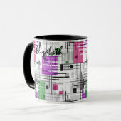 Mug formes géométriques modernes Abstraites rayées (Devant gauche)