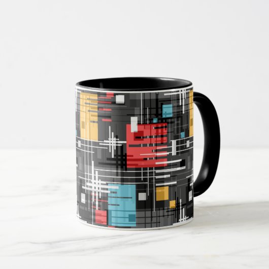 Mug formes géométriques modernes Abstraites rayées (Devant droit)