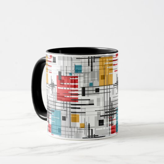 Mug formes géométriques modernes Abstraites rayées (Devant gauche)