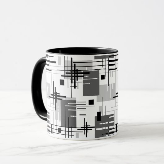 Mug Formes géométriques modernes abstraites rayées (Devant gauche)